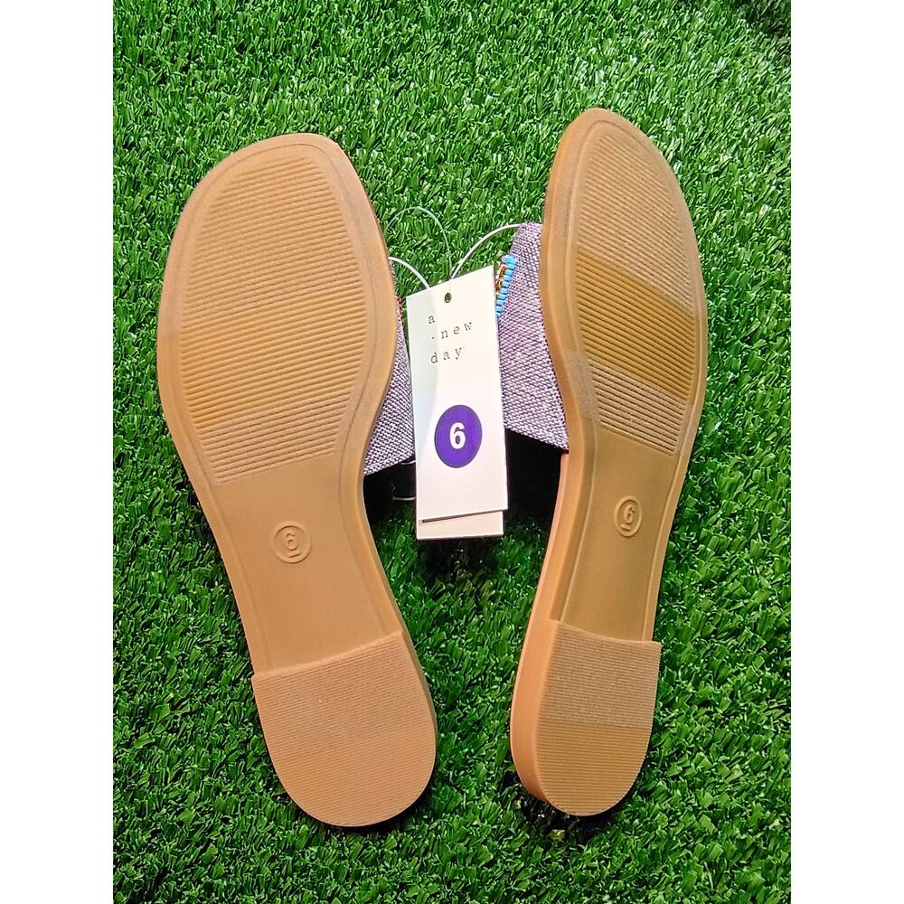 NWT A New Day Nehemia Beaded Canvas Slide Sandals Women's 6 - Picture 4 of 5